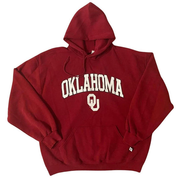 90's Vintage Russell Oklahoma University Spellout Hoodie Sweatshirt