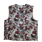 Handmade Skull and Roses Pattern Utility Vest