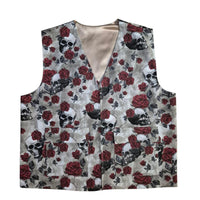 Handmade Skull and Roses Pattern Utility Vest