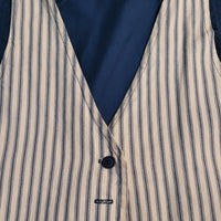 90's Vintage Blue and White Striped Pattern Vest