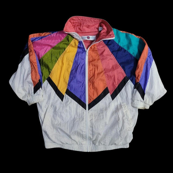 90's Vintage Milano Sport Color Block Rainbow Windbreaker Jacket