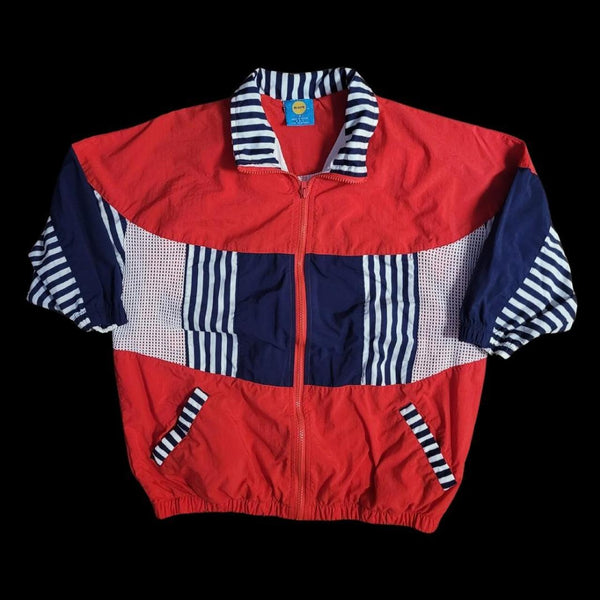 90's Vintage On Your Mark Colorblock Striped Windbreaker Jacket