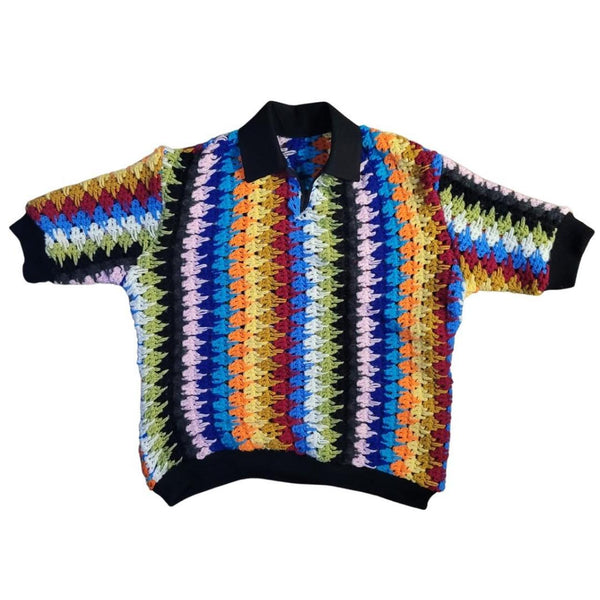 Acts of Congress Multicolor Crochet Polo Shirt