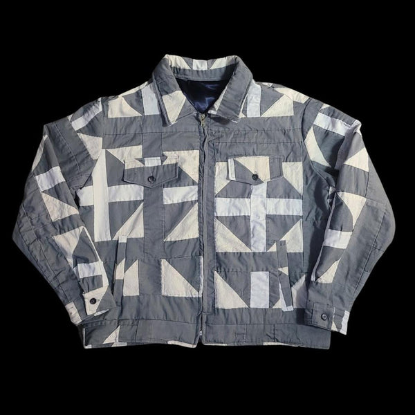 Acts of Congress Grey & White Patchwork Denim Style Jacket