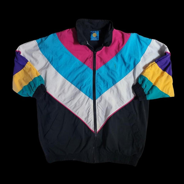 90's Vintage On Your Mark Rainbow Color Windbreaker Jacket