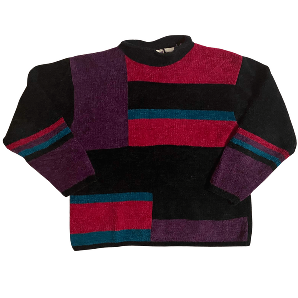 90's VINTAGE COLORBLOCK KNIT CREWNECK SWEATER