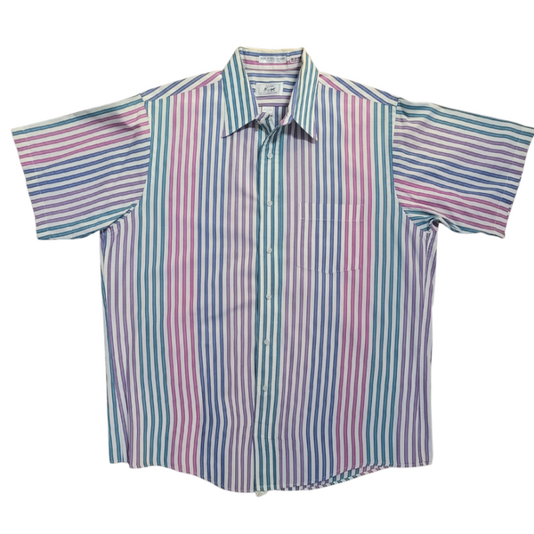 VINTAGE ARROW CARRIAGE TRADE MULTI-COLORED VERTICAL STRIPED BUTTON DOWN SHIRT