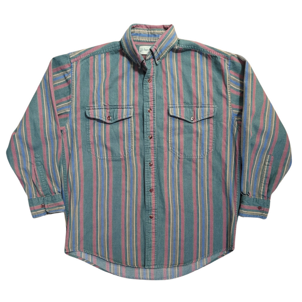 VINTAGE ST. JOHN'S BAY MULTI-COLORED STRIPED BUTTON DOWN SHIRT