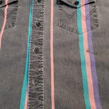 Wrangler Vintage Denim Pink & Green Striped Custom Sleeveless Shirt