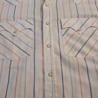 70's Vintage Holt Western Blue & Pink Striped Button-down Ranch Shirt