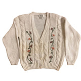 90s VINTAGE EMBROIDERED KNIT CARDIGAN