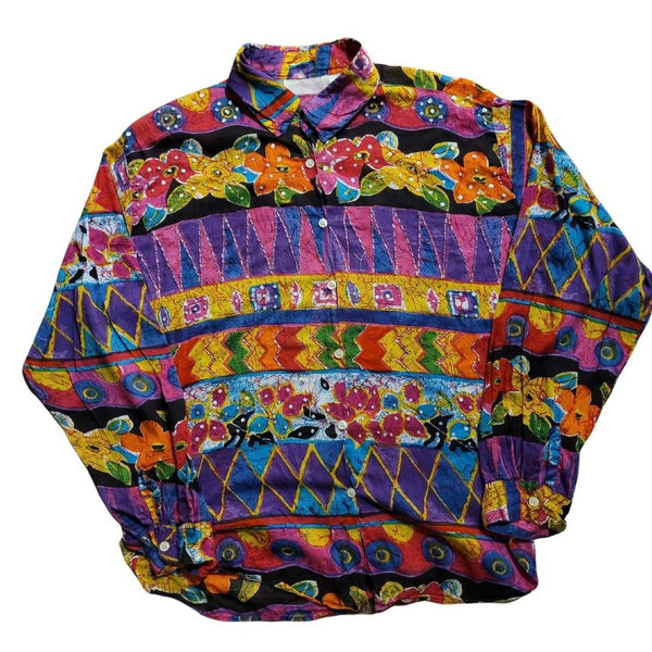 90's VINTAGE MULTI-COLORED STUDDED BLOUSE