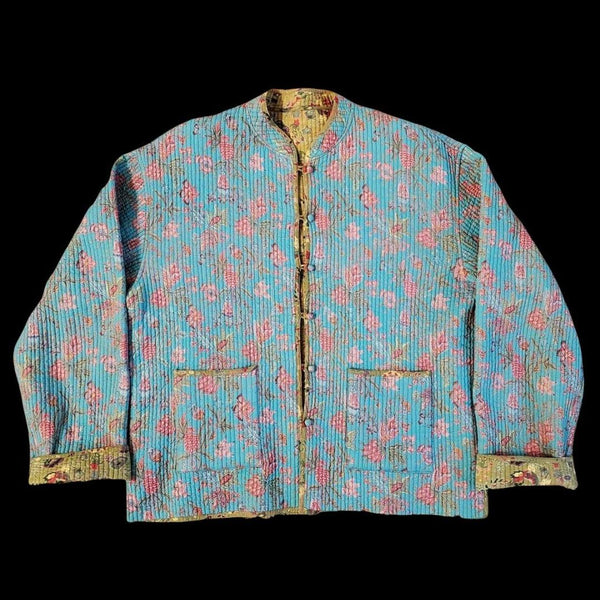 90's Vintage Floral Pattern Reversible Kantha Jacket