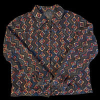 Coldwater Creek Embroidered Rainbow Flowers Geometric Design Denim Jacket